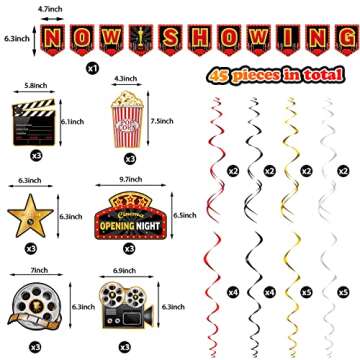 45 Pieces Movie Night Decorations Kit - Perfect for Parties & Celebrations!