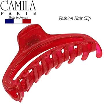 Camila Paris CP3221 French Hair Clip for Women, Medium Narrow, Open, Girls Hair Claw Clips Jaw Fashion Durable and Styling Hair Accessories for Women, Strong Hold No Slip Grip, Made in France