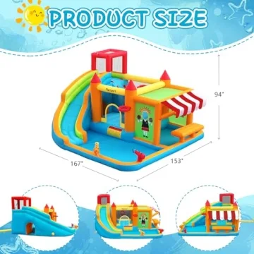 FBSPORT Inflatable Bounce House Water Slide for Kids