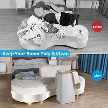 efluky Laundry Basket with Lid and Removable Bag, 100L Tall Laundry Hamper with Bamboo Handles, Aest...