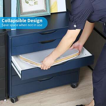 efluky Laundry Basket with Lid and Removable Bag, 100L Tall Laundry Hamper with Bamboo Handles, Aesthetic Dirty Clothes Bin for Laundry Room, Bathroom, Bedroom and Dorm, Light Grey