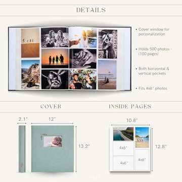 Elegant Premium Photo Album Holds 500 4x6 Photos