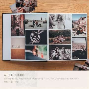 Elegant Premium Photo Album Holds 500 4x6 Photos