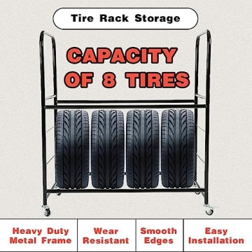 HECASA Tire Rack Holds 8 Tires Adjustable Design