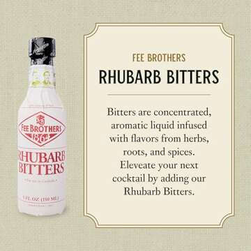 Fee Brothers Rhubarb Cocktail Bitters - Vibrant Grapefruit Flavor for Cocktails, Vegan & Gluten-Free...