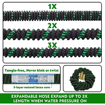100 ft Expandable Garden Hose - Kink-Free & Durable