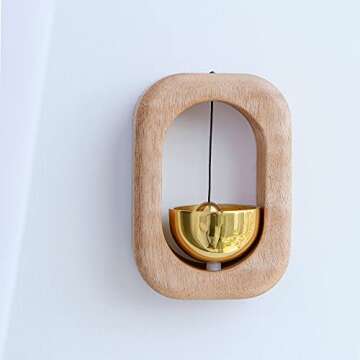 SANOSY Magnetic Shopkeepers Bell - Elegant Wood Doorbell Chime in Mahogany
