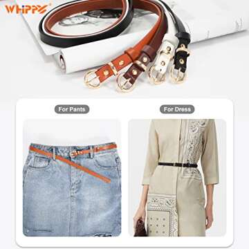 WHIPPY Women's Set of 4 Skinny Belts - Versatile Style