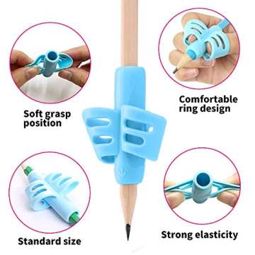 KOABBIT Pencil gripper kids/toddler handwriting aid tools for beginners,Pencil Holder for preschooler 2-4 Years learning to Write for Children's Training Pen Holding Posture Correction Tools(3 PACK)