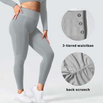 YEOREO Amplify Leggings for Women Seamless Scrunch Leggings Butt Lifting Gym High Waisted Athletic Leggings Light Grey