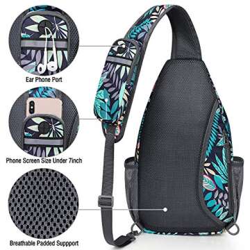 G4Free Sling Bag RFID Blocking Sling Backpack Crossbody Chest Bag Daypack for Hiking Travel(Blue Lea...