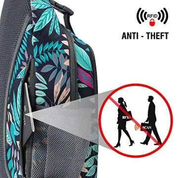 G4Free Sling Bag RFID Blocking Sling Backpack Crossbody Chest Bag Daypack for Hiking Travel(Blue Leaf)