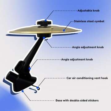 Car Drum Cymbal Air Vent - Fun Gadget for Drivers & Drummers, Tool-Free Installation, Crisp Sound - ...