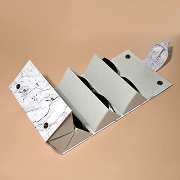 Flora Jewel 5 Slots Leather Sunglasses Travel Organizer Case Multiple Eyeglasses Display Storage Box for Men Women,Marble Medium