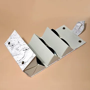 Flora Jewel 5 Slots Leather Sunglasses Travel Organizer Case Multiple Eyeglasses Display Storage Box for Men Women,Marble Medium