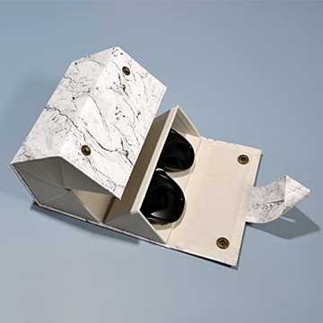 Flora Jewel 5 Slots Leather Sunglasses Travel Organizer Case Multiple Eyeglasses Display Storage Box for Men Women,Marble Medium