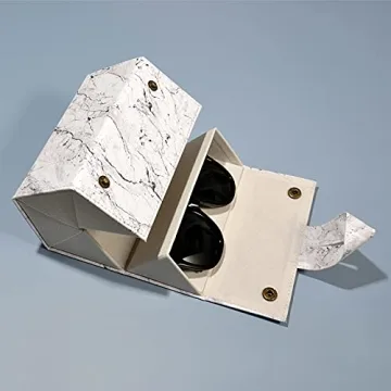 Flora Jewel 5 Slots Leather Sunglasses Travel Organizer Case Multiple Eyeglasses Display Storage Box for Men Women,Marble Medium