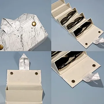 Flora Jewel 5 Slots Leather Sunglasses Travel Organizer Case Multiple Eyeglasses Display Storage Box for Men Women,Marble Medium