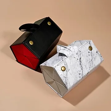 Flora Jewel 5 Slots Leather Sunglasses Travel Organizer Case Multiple Eyeglasses Display Storage Box for Men Women,Marble Medium