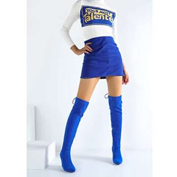 Women's Thigh High Boots Over The Knee Boot Sexy Pointed Toe Chunky Heels Boots Zipper Lace Up Long ...