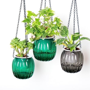 Jo. Devivre Small Self-Watering Hanging Planters Indoor Outdoor |3 Pack | 4.3" Small Hanging Flower ...
