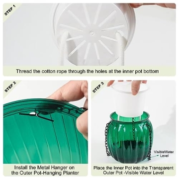 Jo. Devivre Self-Watering Hanging Planters 3 Pack Hidden Water Level