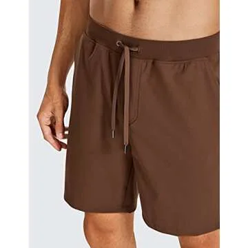 CRZ YOGA Men's Four-Way Stretch Workout Shorts - 7'' Soft Durable for Casual Athletic with Pockets Dark Brown X-Large