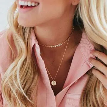 MEVECCO Gold Coin Choker Necklace,14K Gold Plated Dainty Cute Tiny Coin Disc Chain Choker Necklace for Women (Coin)