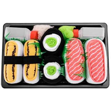 Rainbow Socks - Sushi Socks Box Tamago & Cucumber - 3 Pairs L