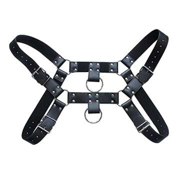 QUYUWOWO Harness for Man Adjustable Leather Harness Body Chest Half Harness Punk Belt Clubwear Costu...