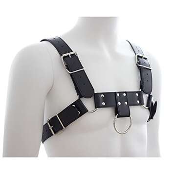 QUYUWOWO Harness for Man Adjustable Leather Harness Body Chest Half Harness Punk Belt Clubwear Costume