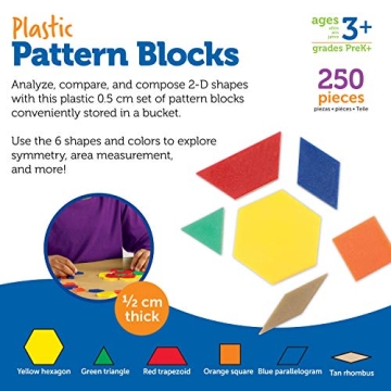 Learning Resources 250-Piece Pattern Blocks Set for Kids