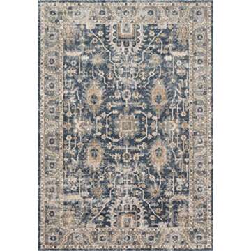 Loloi Teagan Collection 11'-6" x 15' Area Rug in Denim/Pebble - Large Area Rug, Soft Neutral Rug, High-Traffic Area Rug for Living Room, Bedroom, Home Office, Dining Area