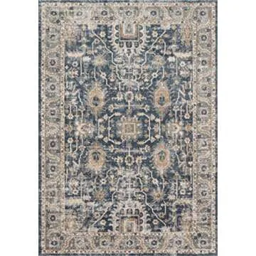 Loloi Teagan Collection 11'-6" x 15' Area Rug in Denim/Pebble - Large Area Rug, Soft Neutral Rug, High-Traffic Area Rug for Living Room, Bedroom, Home Office, Dining Area