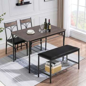 VECELO Kitchen Dining Table Set | Compact & Stylish Design