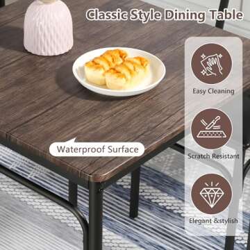 VECELO Kitchen Dining Table Set | Compact & Stylish Design