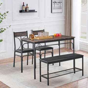VECELO Kitchen Dining Table Set | Compact & Stylish Design