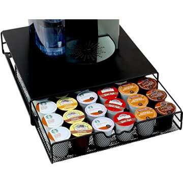 DecoBrothers K-Cup Holder Drawer for 36 Coffee Pods Storage, Black