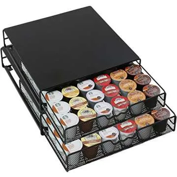 DecoBrothers K-Cup Holder Drawer for 36 Coffee Pods Storage, Black