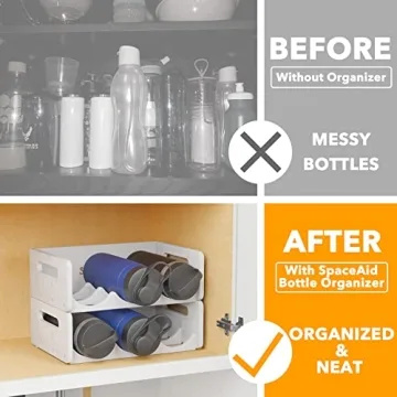 SpaceAid Bamboo Water Bottle Organizer - 2 Pack for Kitchen