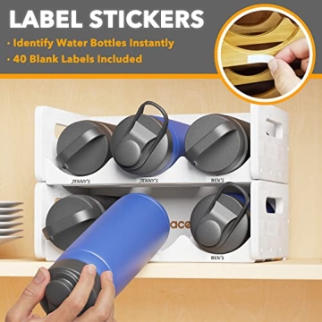 SpaceAid Bamboo Water Bottle Organizer - 2 Pack for Kitchen