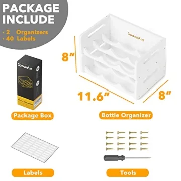SpaceAid Bamboo Water Bottle Organizer - 2 Pack for Kitchen