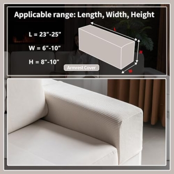 OHSIO Sectional Couch Covers, Wear Resistant Stretch Sofa Covers Washable Soft Couch Cushion Covers Anti Slip Furniture Protector Sofa Slipcovers for Pets (1 Piece Armrest Sofa Cover, Ivory)