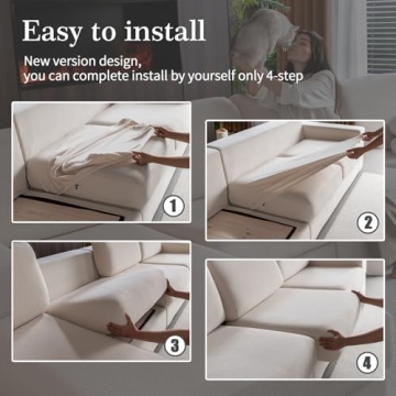 OHSIO Sectional Couch Covers, Wear Resistant Stretch Sofa Covers Washable Soft Couch Cushion Covers Anti Slip Furniture Protector Sofa Slipcovers for Pets (1 Piece Armrest Sofa Cover, Ivory)