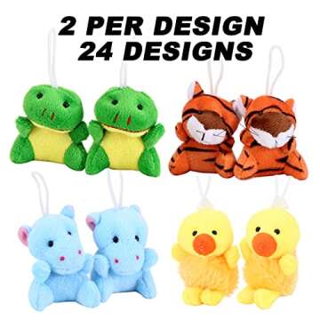 Axbotoy 48 Pieces Mini Plush Animals Toys Set, Small Stuffed Animal Keychain Set for Valentine Gift,...