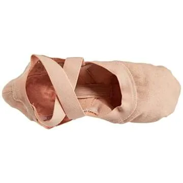 Bloch Dance Women's Synchrony Split Sole Stretch Canvas Ballet Slipper/Shoe, Pink, 7 Narrow