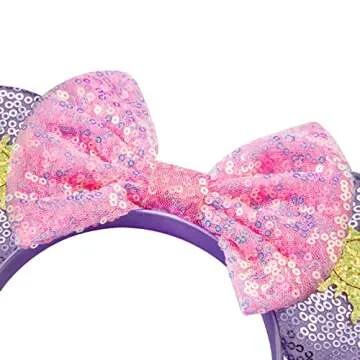 FANYITY Mouse Ears, Sequin Mouse Ears Headband for Girls Women Halloween Birthday Party (Purple sun)