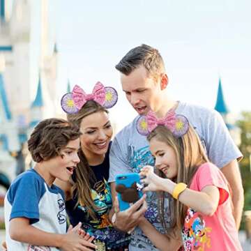 FANYITY Mouse Ears, Sequin Mouse Ears Headband for Girls Women Halloween Birthday Party (Purple sun)