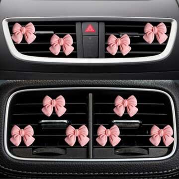 CasaPopz 6 pcs Pink Bow Car Air Freshener Coquette Cute Girly Car Decor Accessories Interior Aesthet...