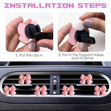 CasaPopz 6 pcs Pink Bow Car Air Freshener Coquette Cute Girly Car Decor Accessories Interior Aesthetic Car Decorations Stuff for Women Girl